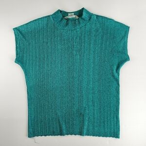 TanJay Cozy Women Sleeveless Tee Metallic Teal Cozy Weekend Fall Layer Size S